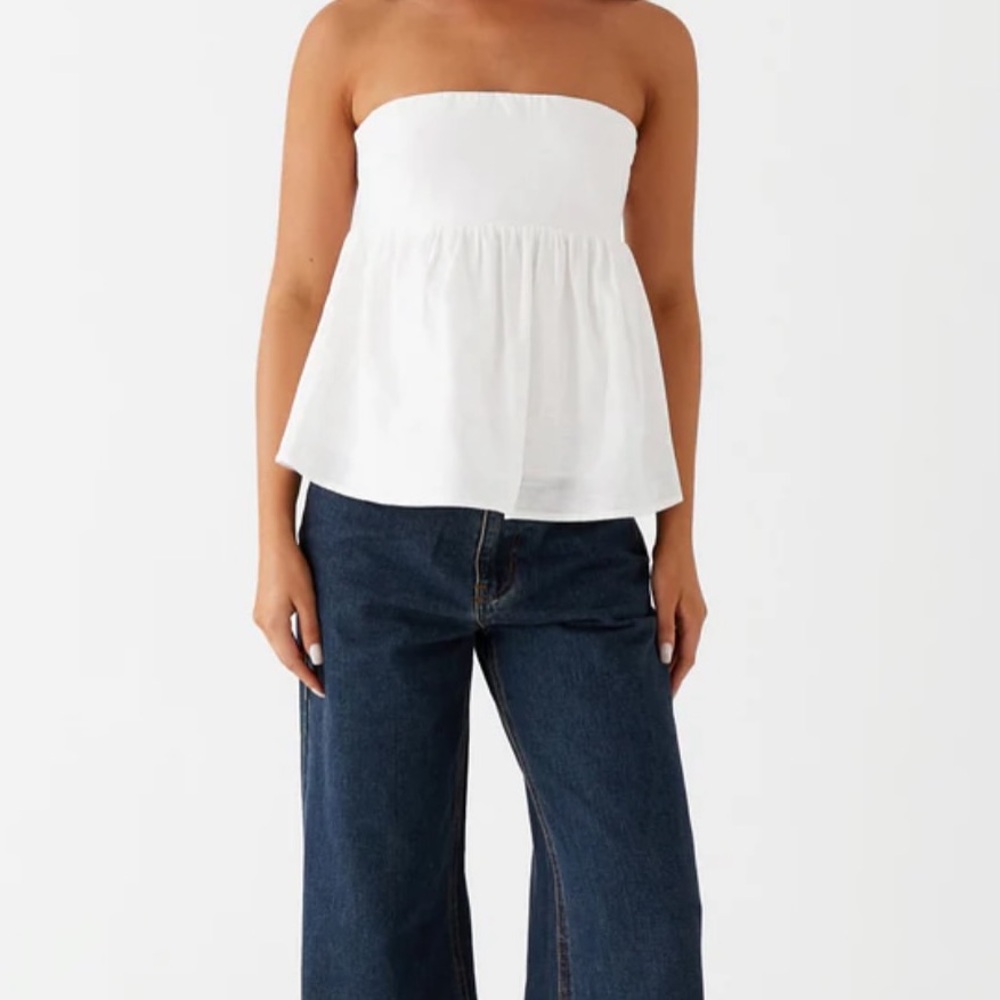PepperMayo White Strapless Babydoll Tube Top